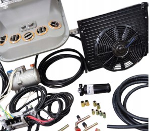 UNIWERSALNY ZESTAW KLIMATYZACJI ELEKTRYK 12V 24V KOMBAJN GAZ R134A - XD/2MM