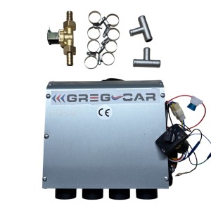 ZESTAW SZARA NAGRZEWNICA D4 WODNA 4,3 KW 12V Z ELEKTROZAWOREM